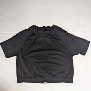 Unbranded Athletic Crop Top Women Medium Black Excellent Seamless Short Sleeve